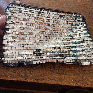 Sparkly Sharif leather trim zipper bag